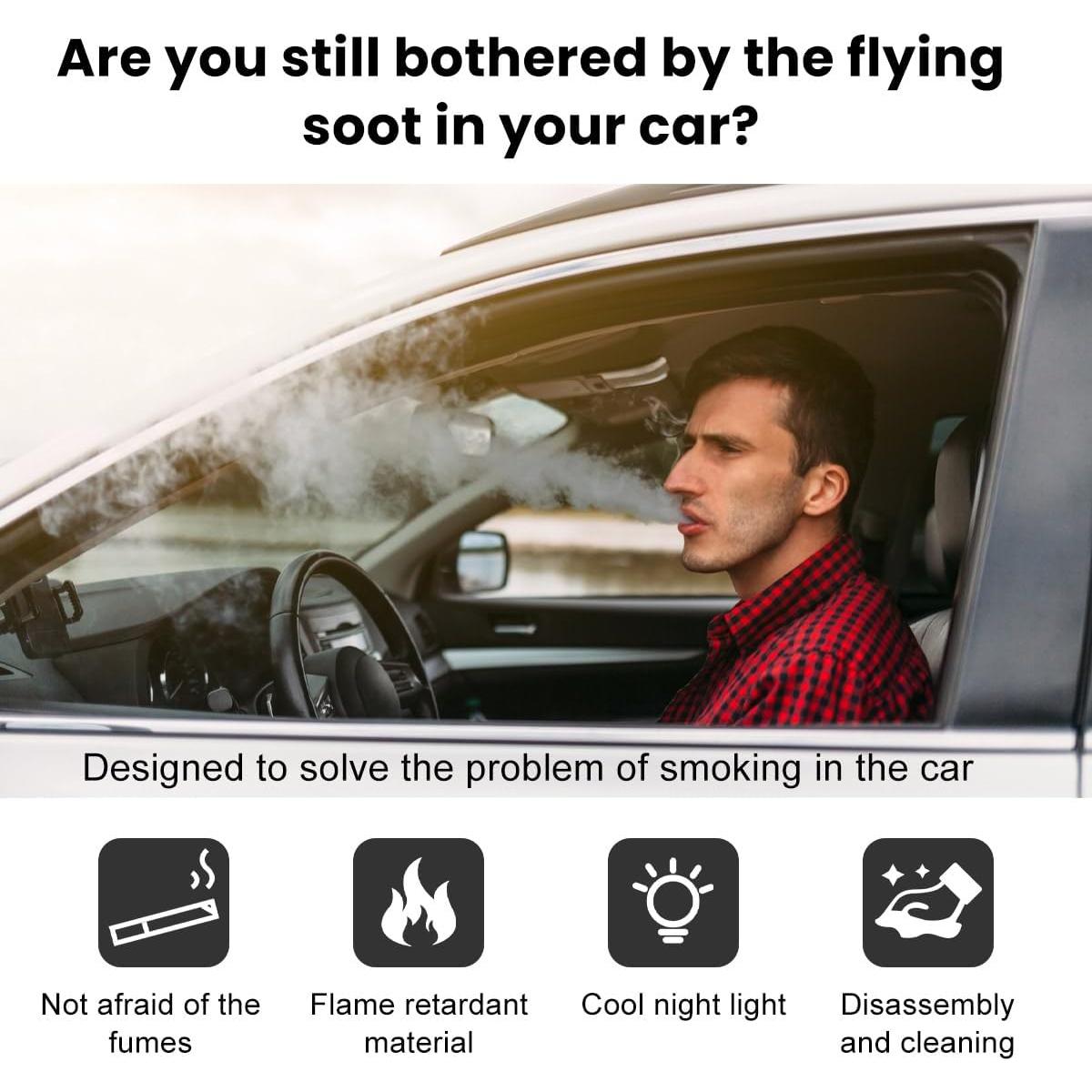 Cenicero de Auto Augeny con Tapa y Luz LED Azul - Gris