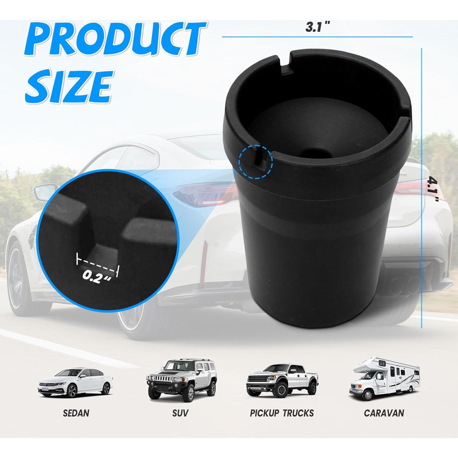 Cenicero de Coche Gliry Mini Cubo Basura Portátil Negro