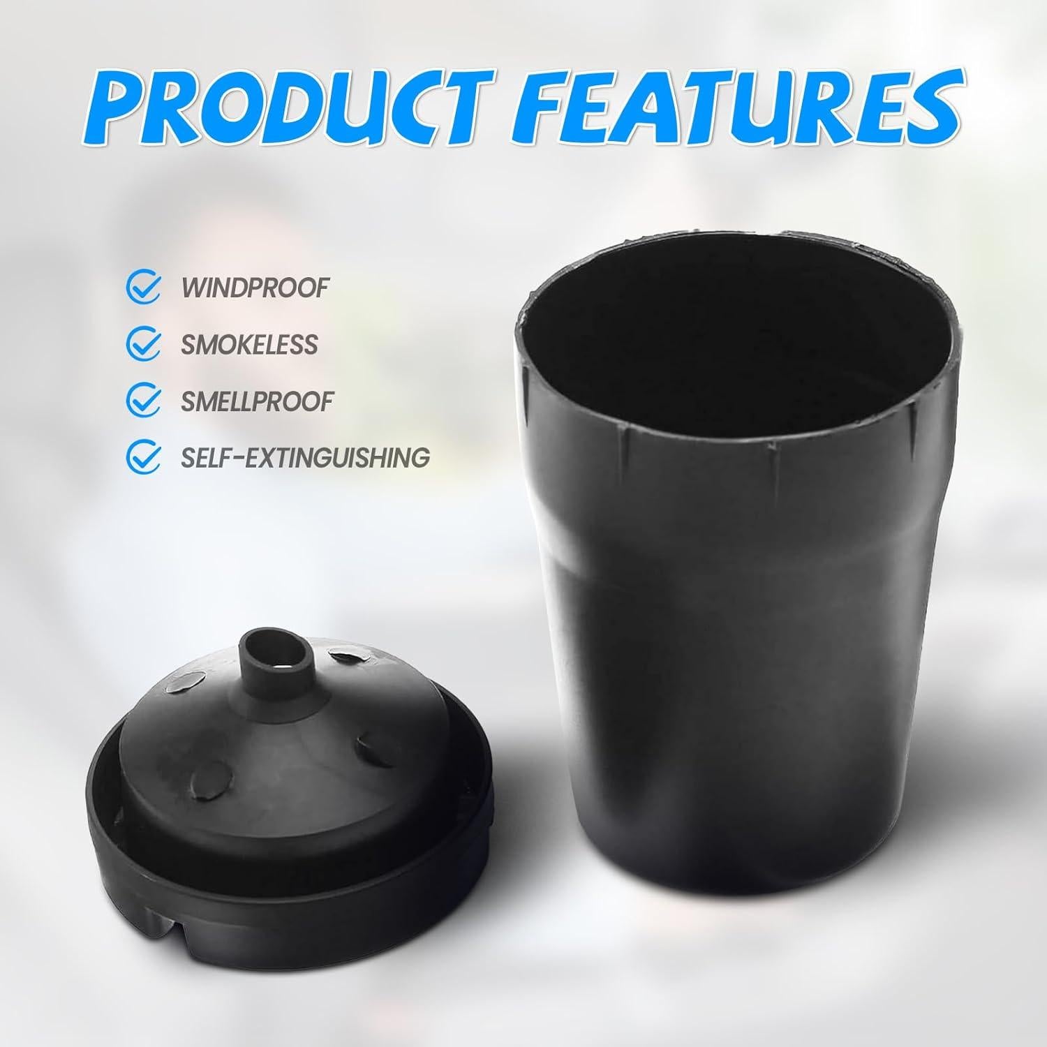 Cenicero de Coche Gliry Mini Cubo Basura Portátil Negro