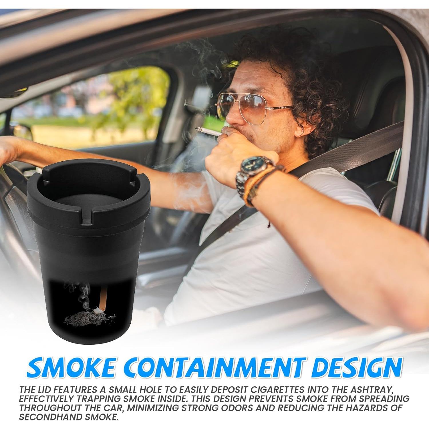 Cenicero de Coche Gliry Mini Cubo Basura Portátil Negro