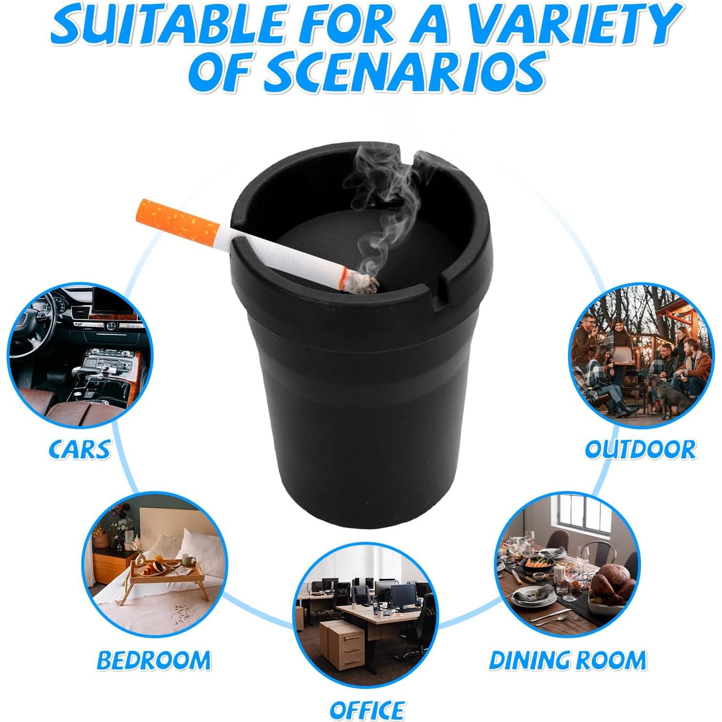 Cenicero de Coche Gliry Mini Cubo Basura Portátil Negro