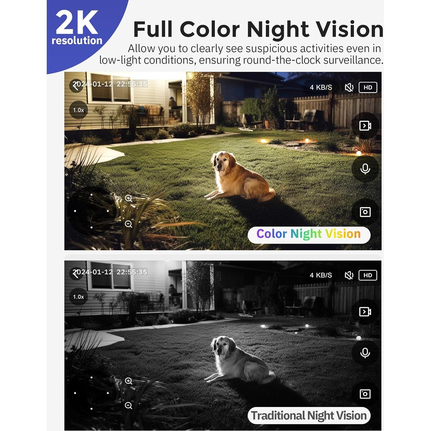 Cámara de Seguridad Hugolog 2K Inalámbrica con Visión Nocturna