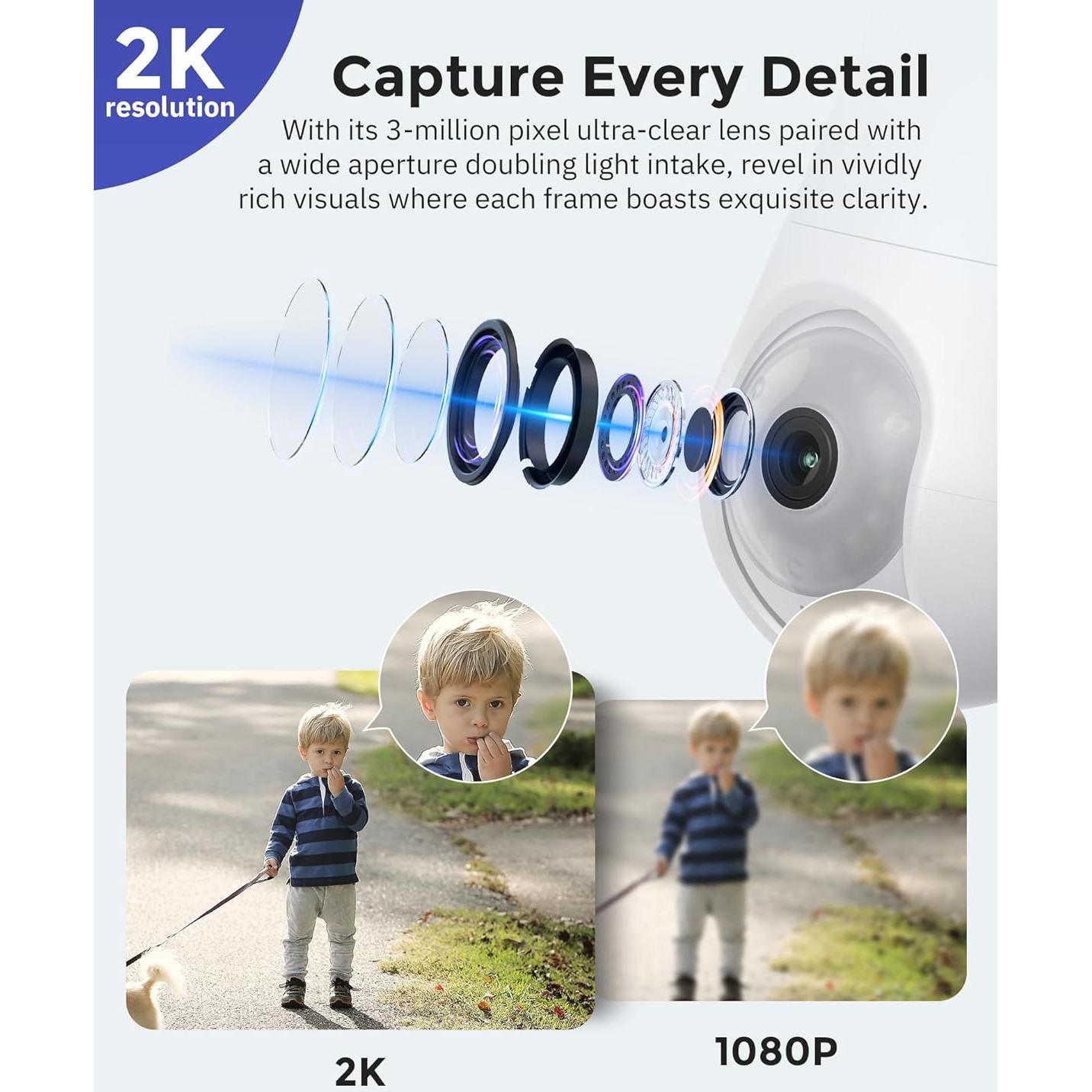 Cámara de Seguridad Hugolog 2K Inalámbrica con Visión Nocturna