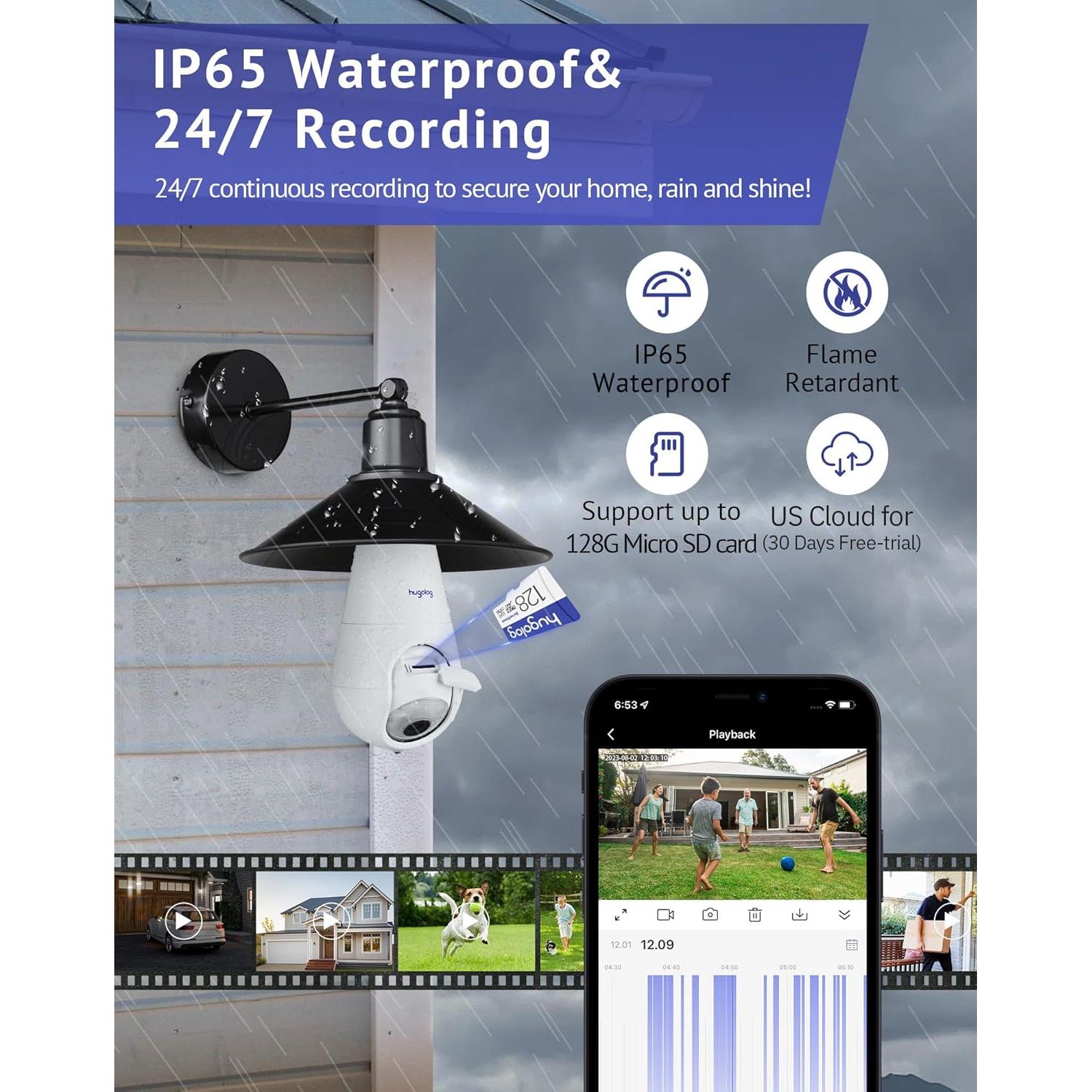 Cámara de Seguridad Hugolog 2K Inalámbrica con Visión Nocturna
