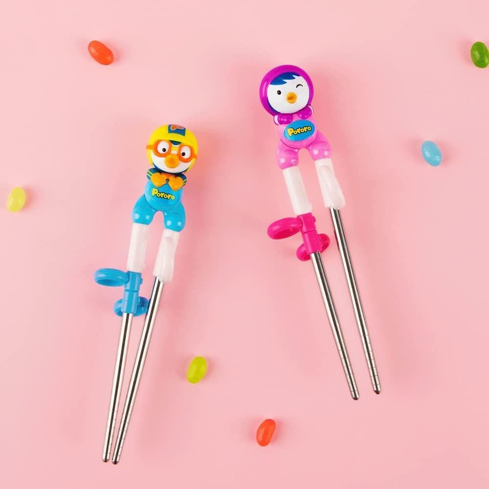 Palillos de Entrenamiento Pororo Edison Niños Diestros Acero Inoxidable