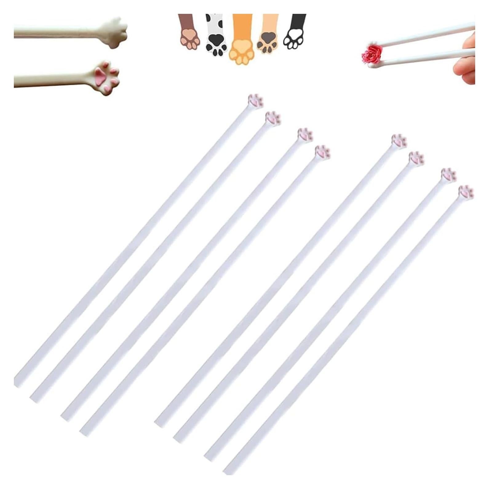 Palillos de Gato Rosados Antideslizantes - 4 Piezas Kawaii