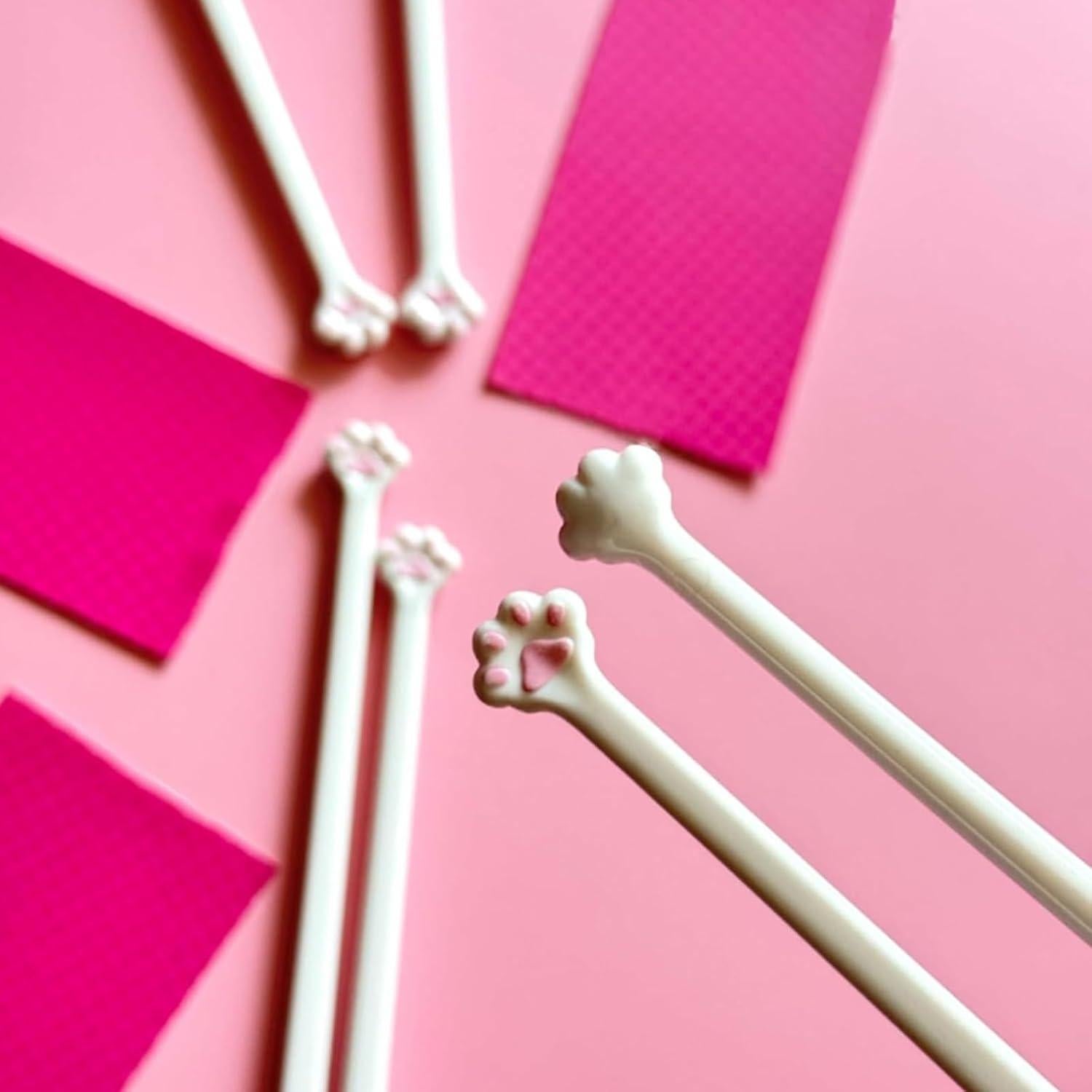 Palillos de Gato Rosados Antideslizantes - 4 Piezas Kawaii