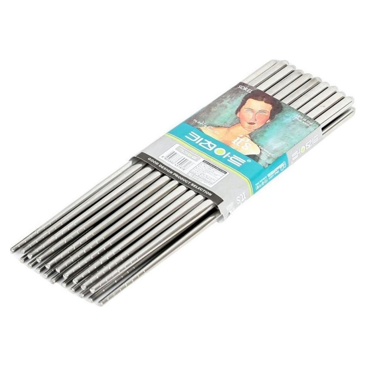 Palillos Antideslizantes de Acero Inoxidable Kitchen Art - 10 Pares 22.4 cm