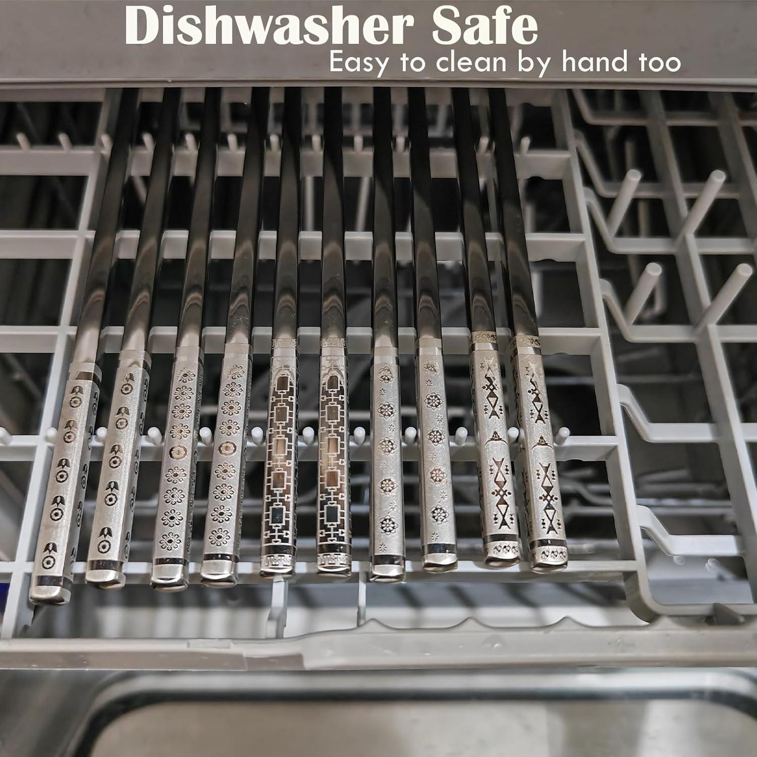 Palillos Reutilizables de Acero Inoxidable GTIEDIK 5 Pares Antideslizantes