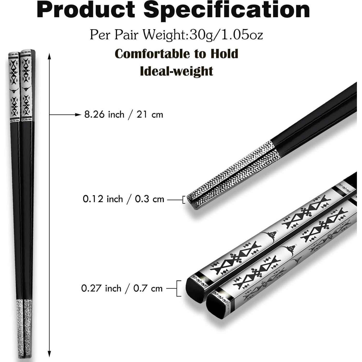 Palillos de metal reutilizables GTIEDIK 1 par acero inoxidable