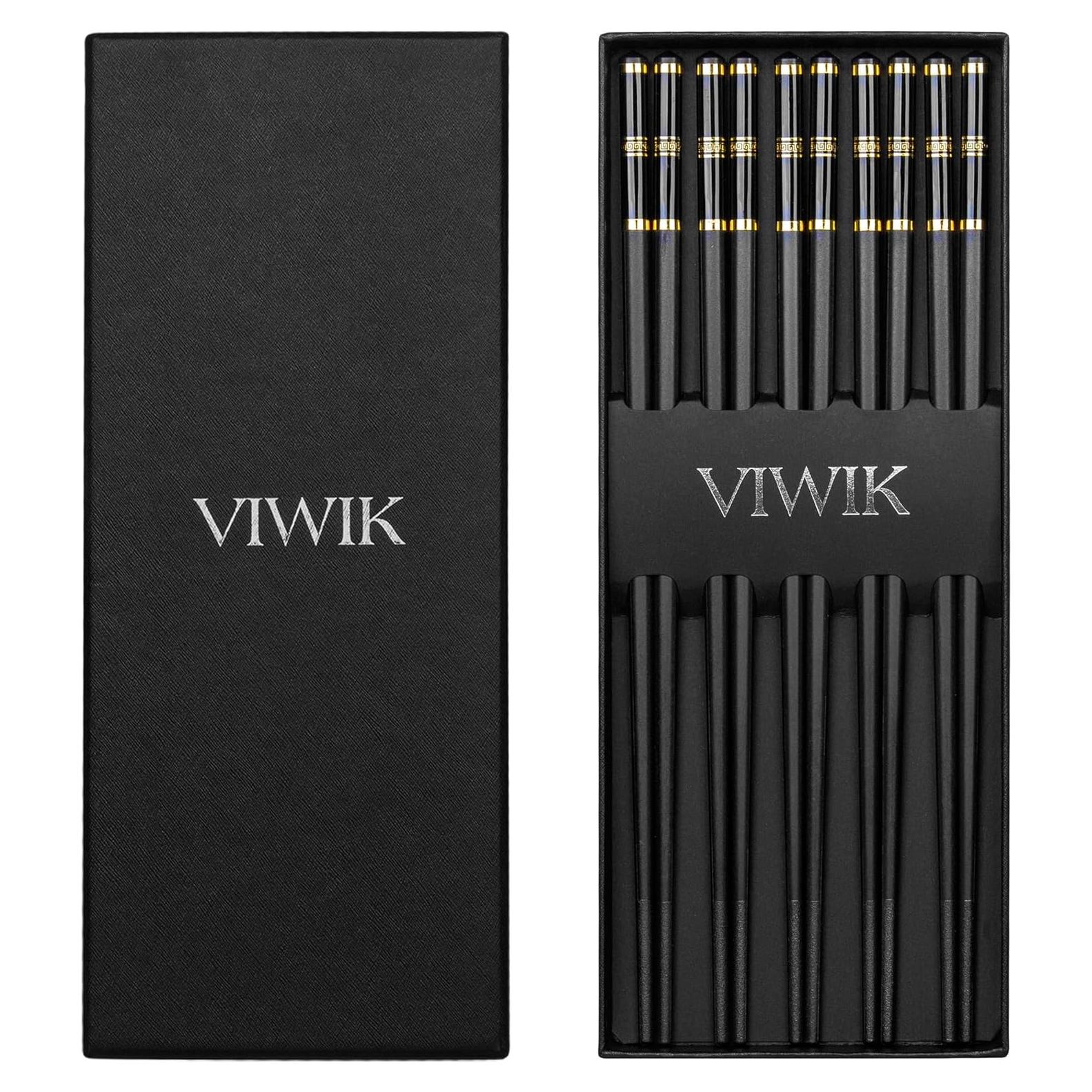 Palillos Premium VIWIK 5 Pares Acero Inoxidable Dorado 24.4cm
