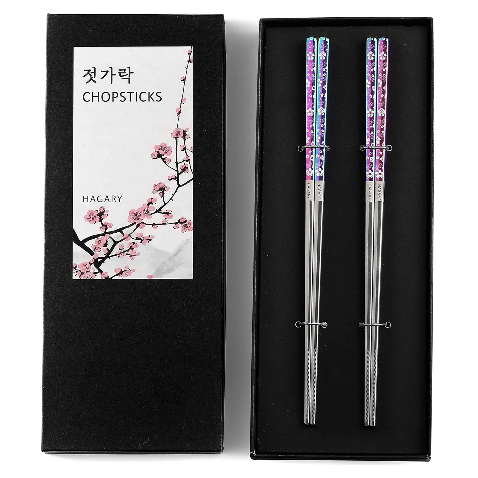 Palillos de Metal Reutilizables Hagary 23 cm Antideslizantes