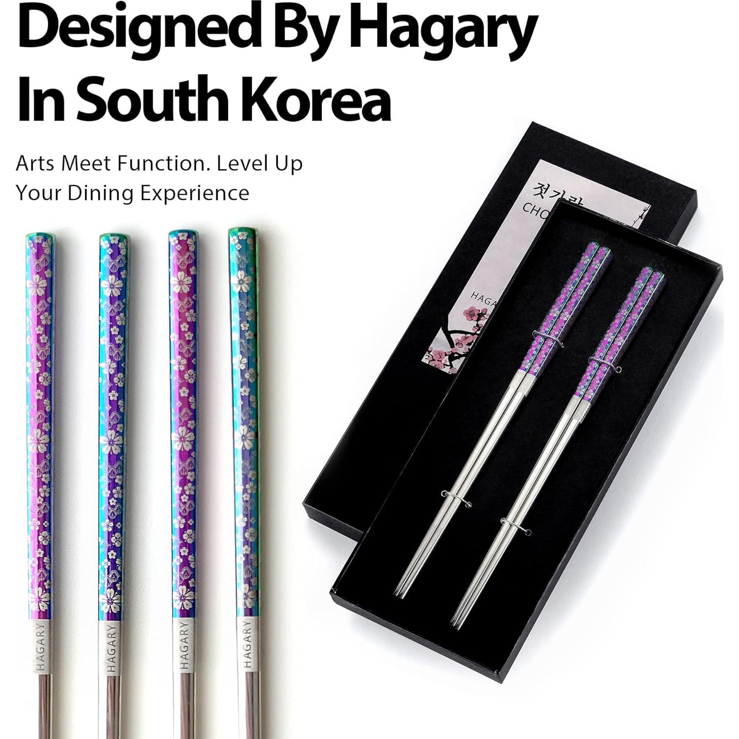 Palillos de Metal Reutilizables Hagary 23 cm Antideslizantes