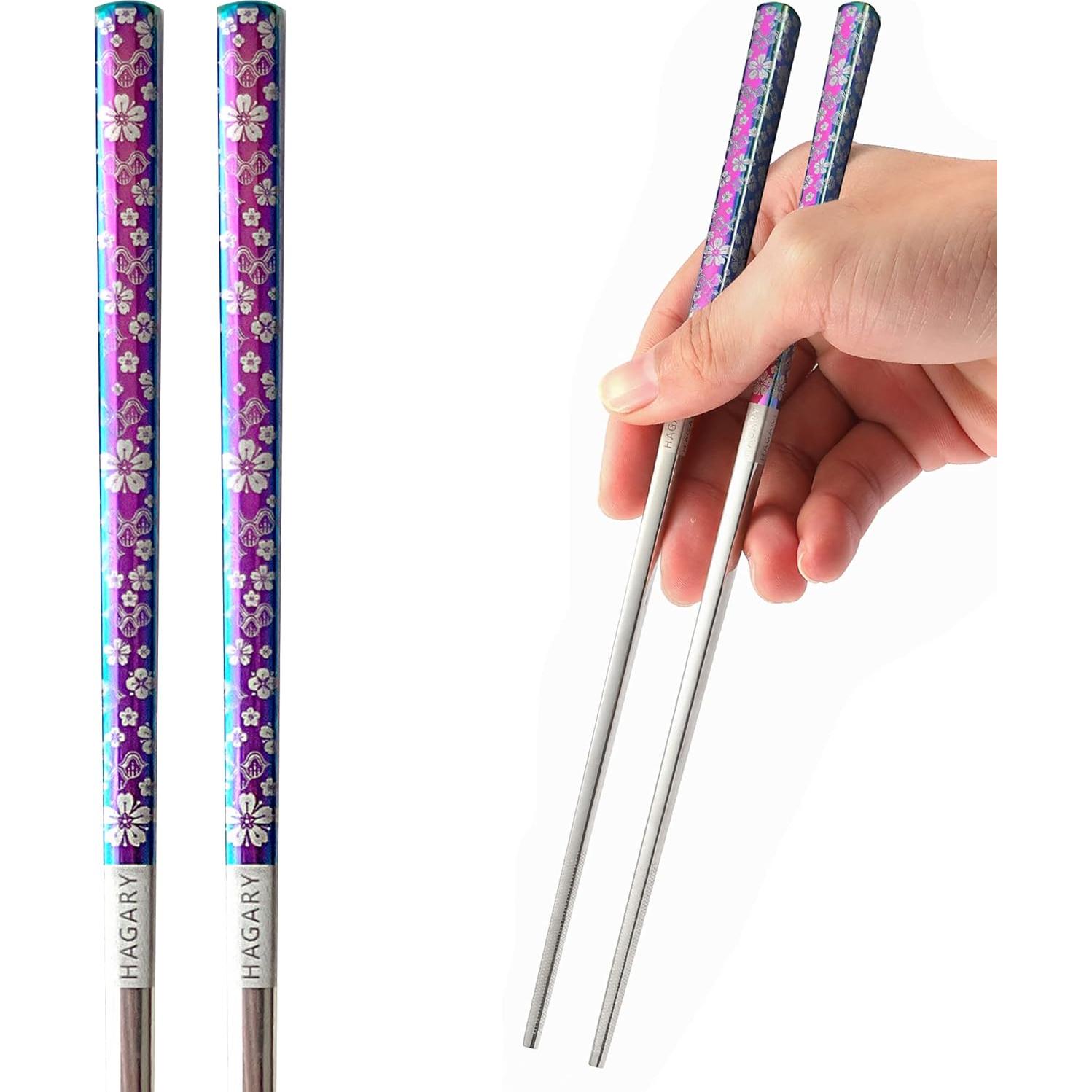 Palillos de Metal Reutilizables Hagary 23 cm Antideslizantes
