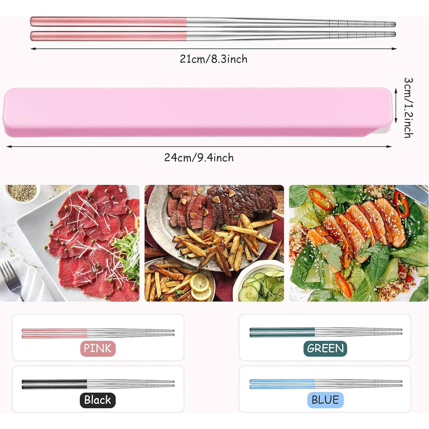 Palillos Portátiles Reutilizables Patelai 21 cm Acero Inoxidable