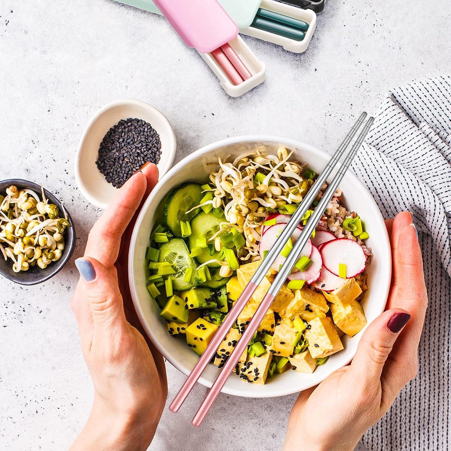 Palillos Portátiles Reutilizables Patelai 21 cm Acero Inoxidable