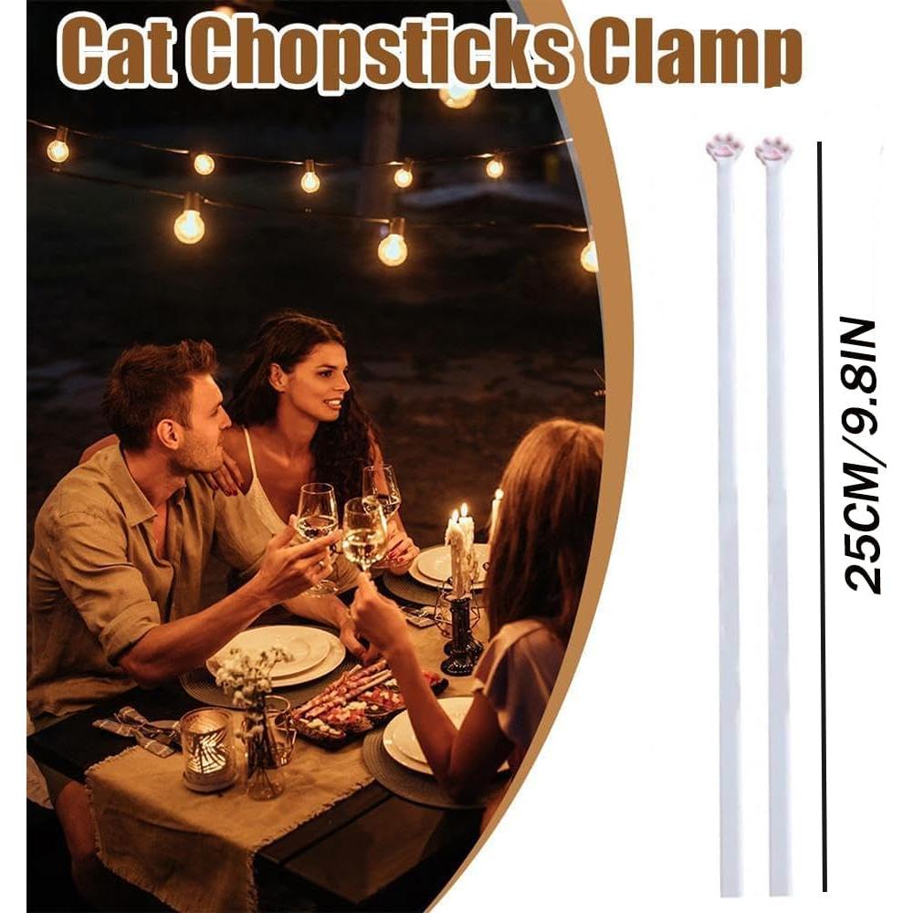 Palillos Reutilizables de Gato con Huellas Rosadas - 2 Pares