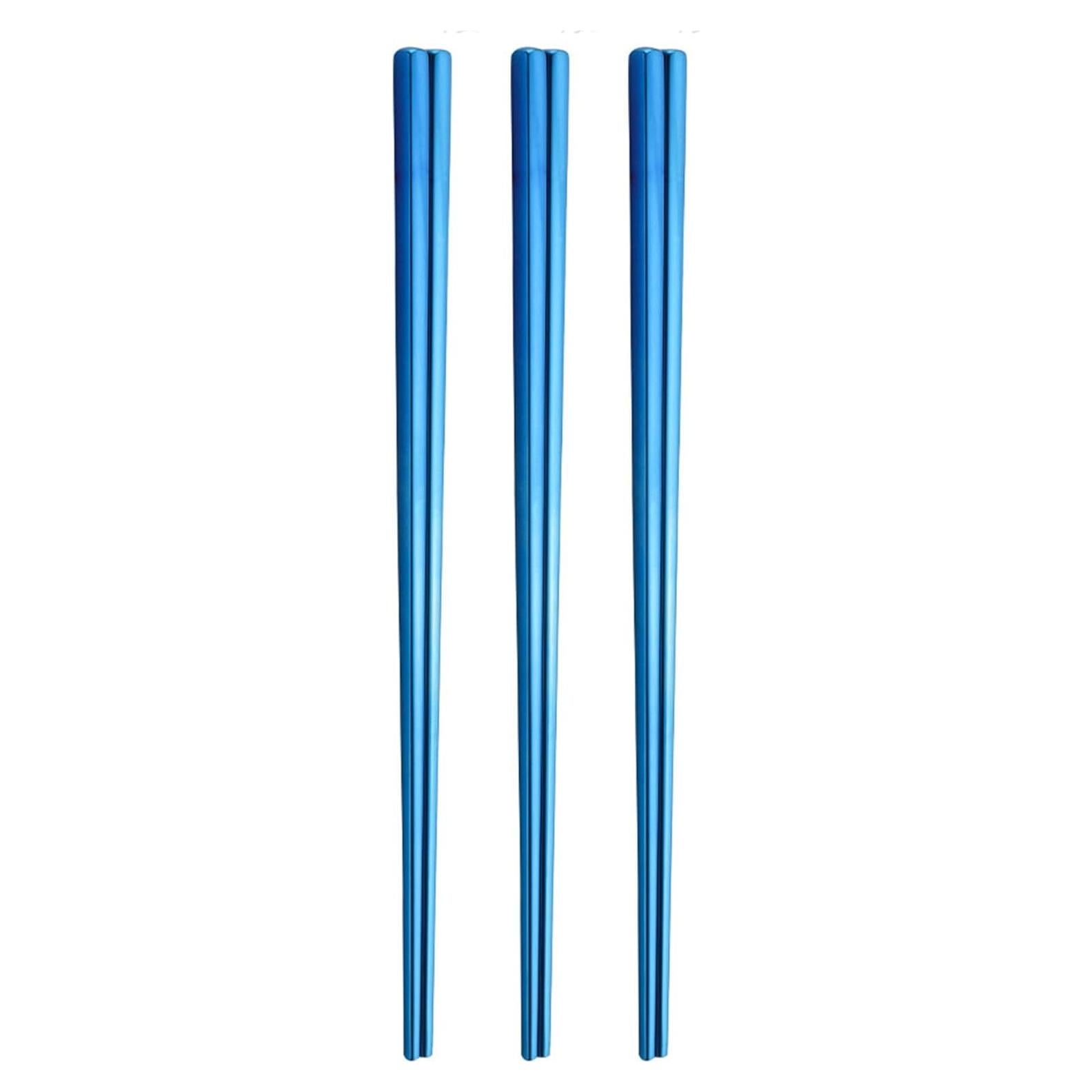 Palillos Reutilizables de Acero Inoxidable JYYHSF - 3 PCS Azul