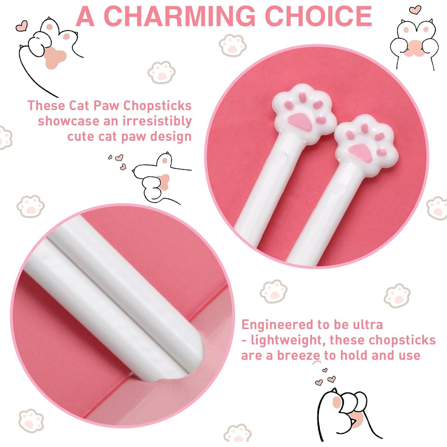 Palillos de Gato Rosa Antideslizantes - 2 Pares Creativos