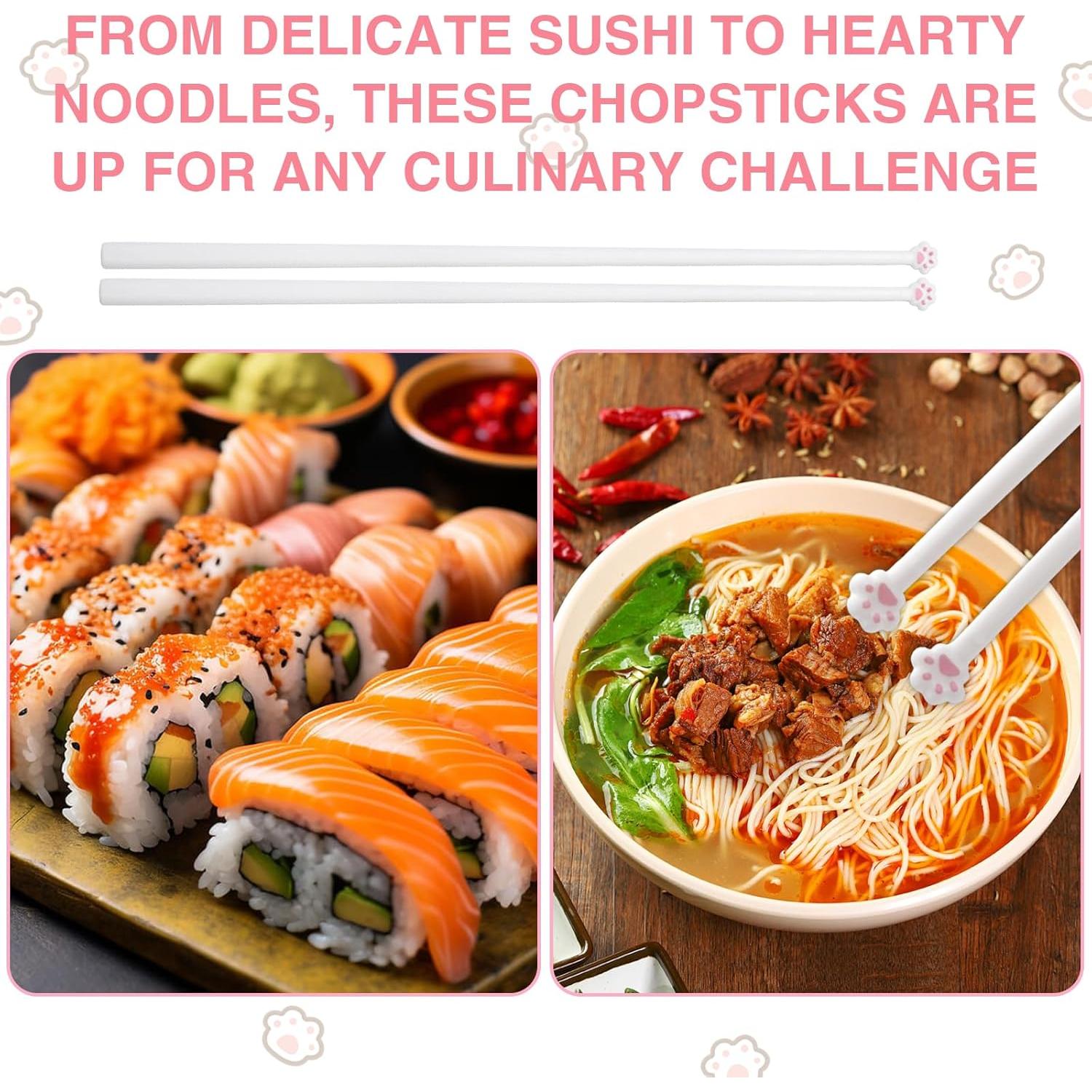 Palillos de Gato Rosa Antideslizantes - 2 Pares Creativos