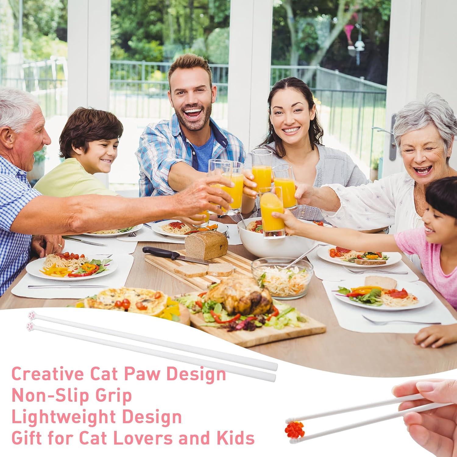 Palillos de Gato Rosa Antideslizantes - 2 Pares Creativos