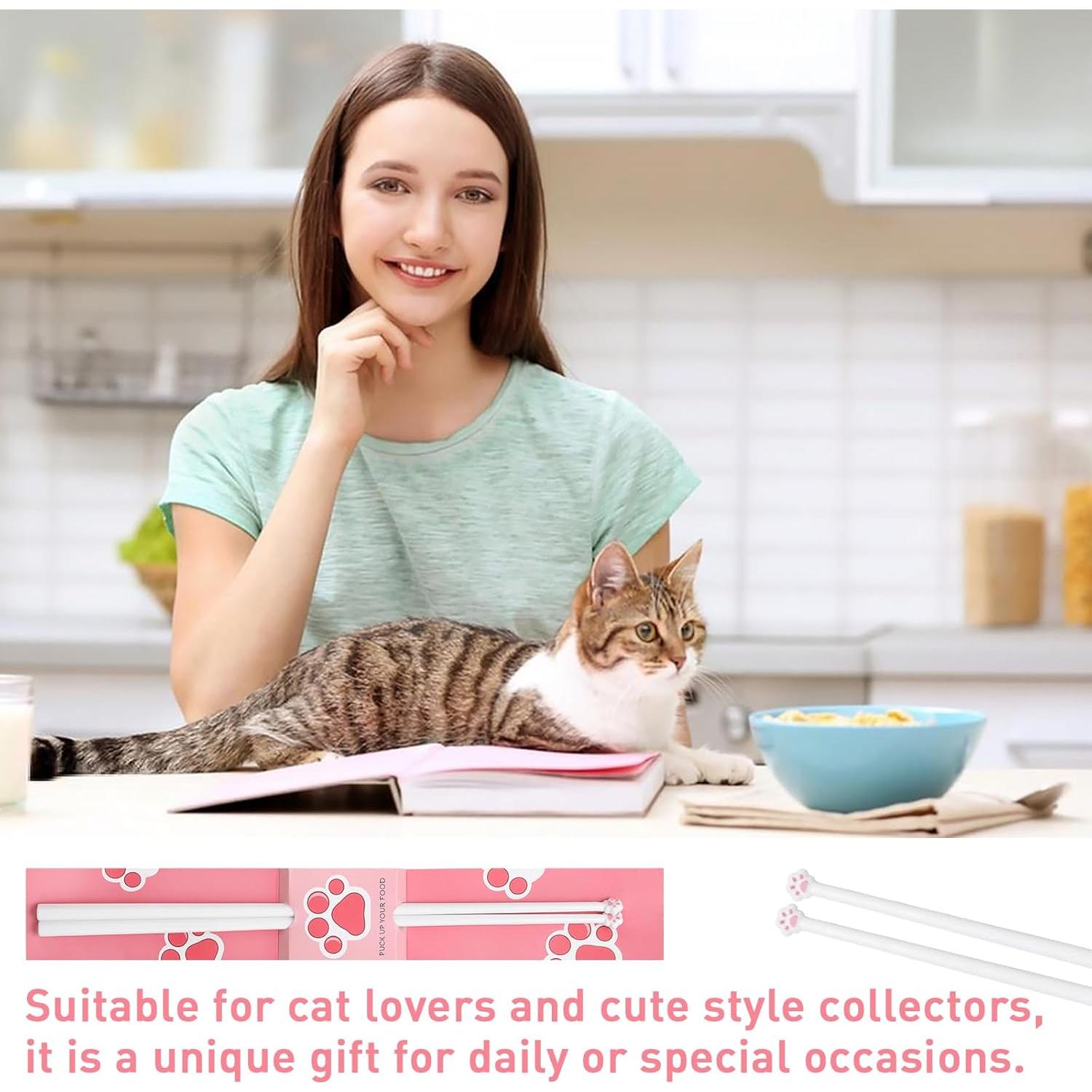 Palillos de Gato Rosa Antideslizantes - 2 Pares Creativos