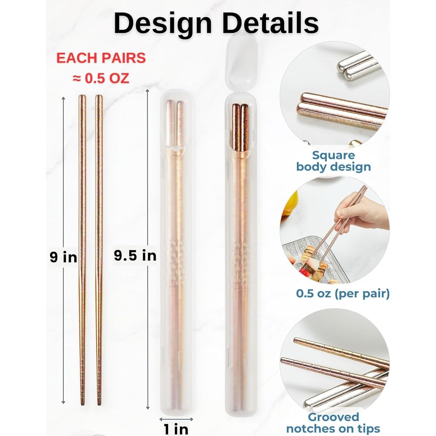 Palillos de Titanio Reutilizables MUMSUNG 23cm Antideslizantes