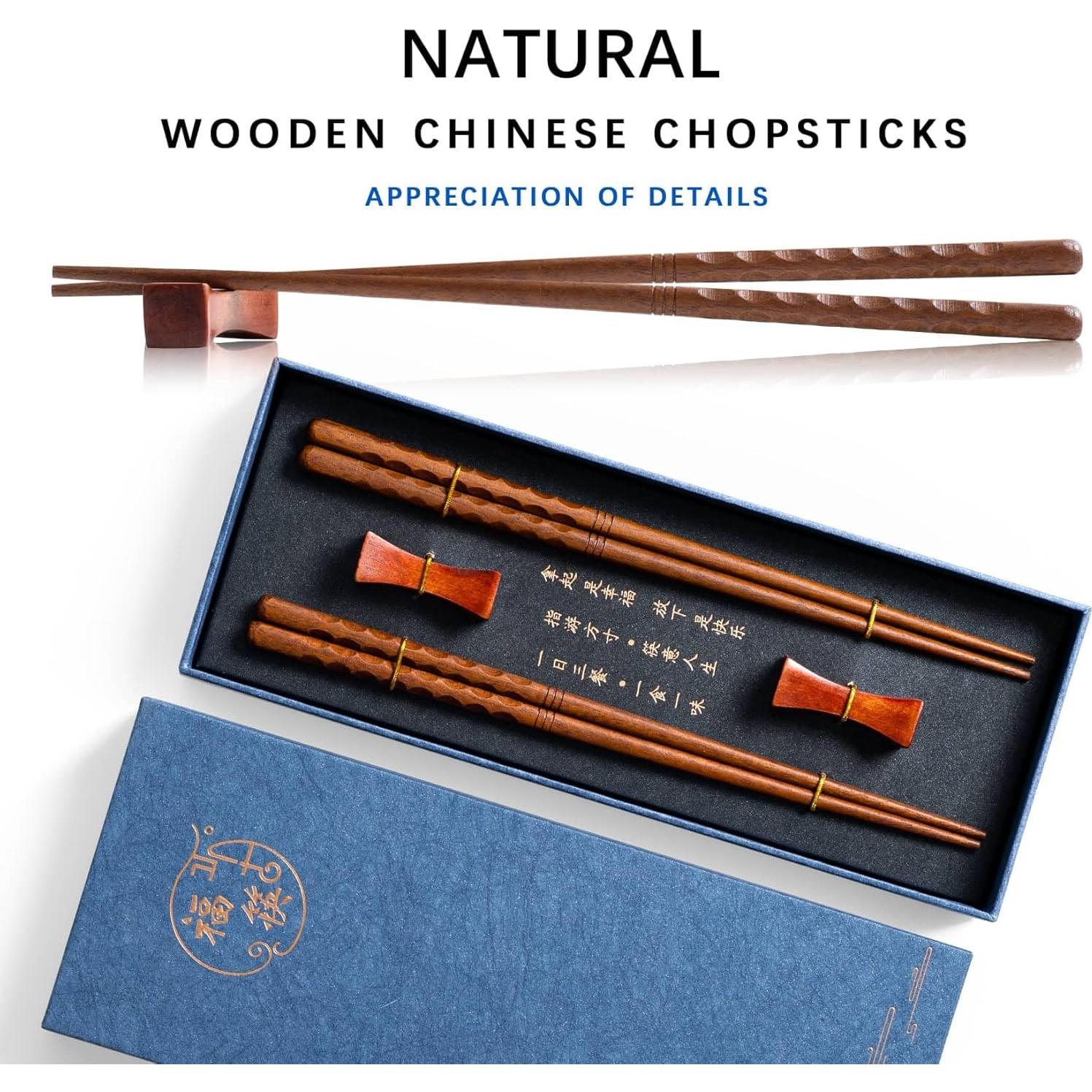 Juego de Palillos Reutilizables Hefild 23.6 cm Caoba Premium