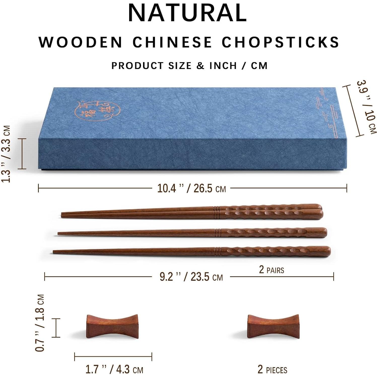 Juego de Palillos Reutilizables Hefild 23.6 cm Caoba Premium