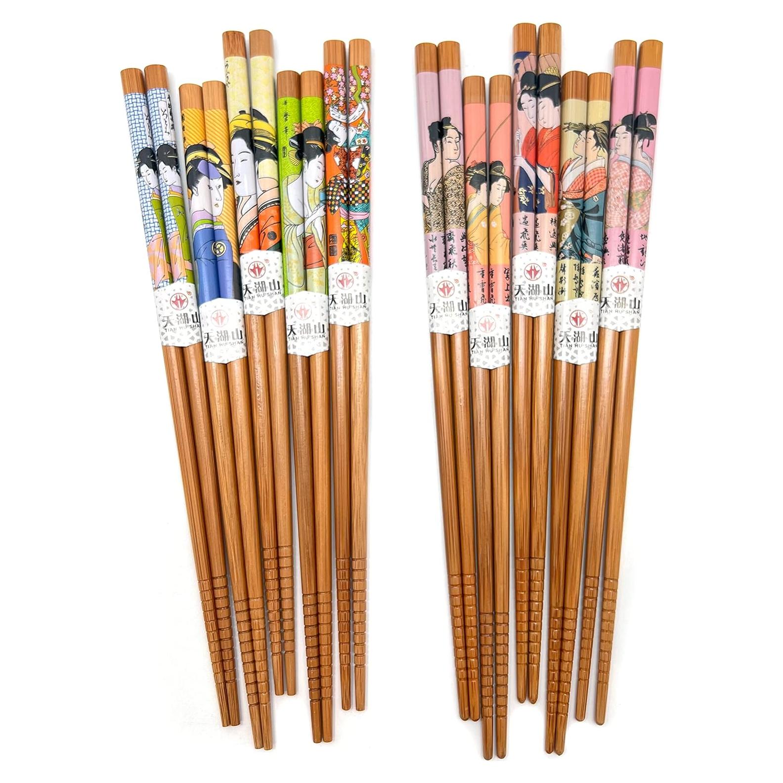 10 Pares de Palillos de Bambú Reutilizables LANHUTHS 22.5 cm