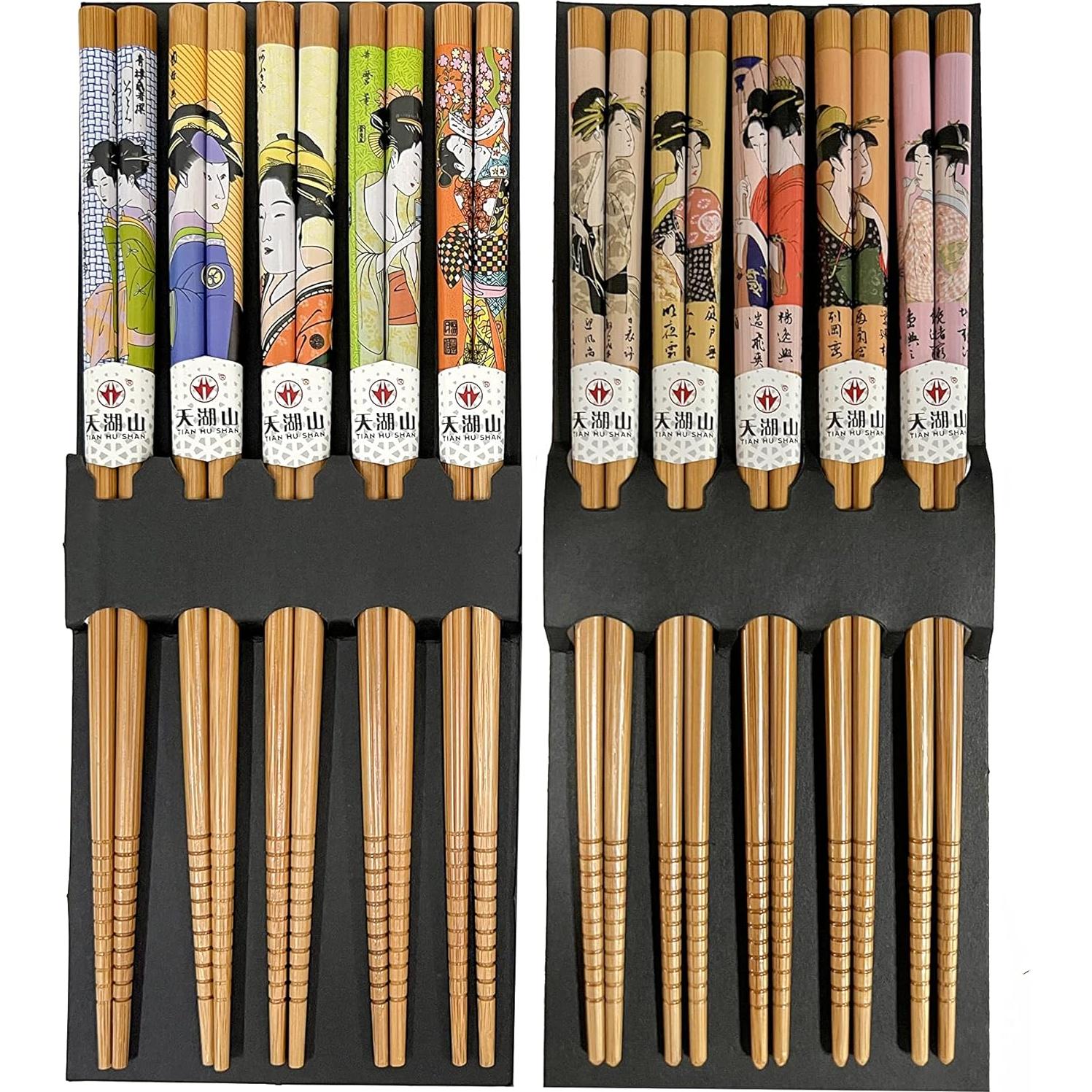 10 Pares de Palillos de Bambú Reutilizables LANHUTHS 22.5 cm