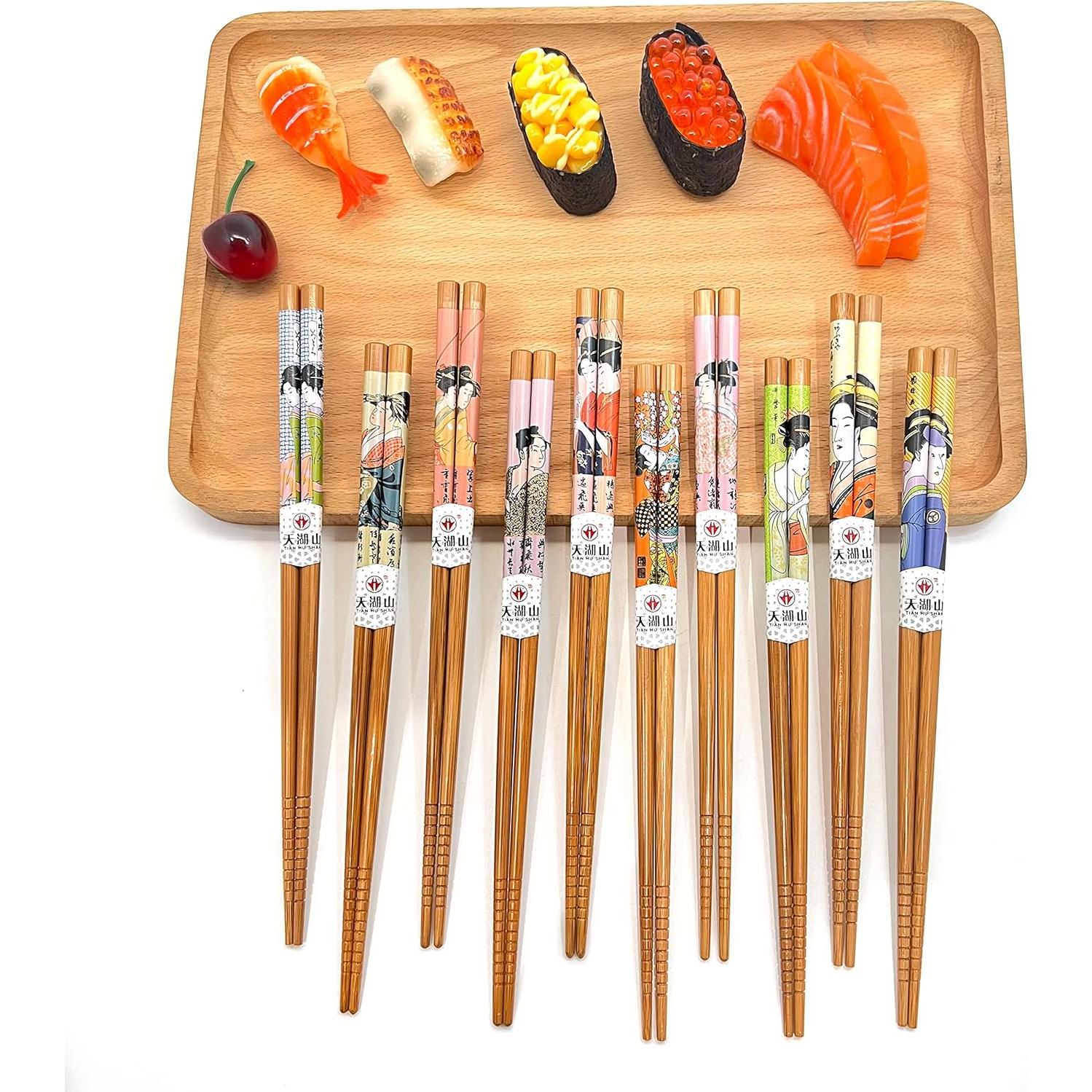 10 Pares de Palillos de Bambú Reutilizables LANHUTHS 22.5 cm