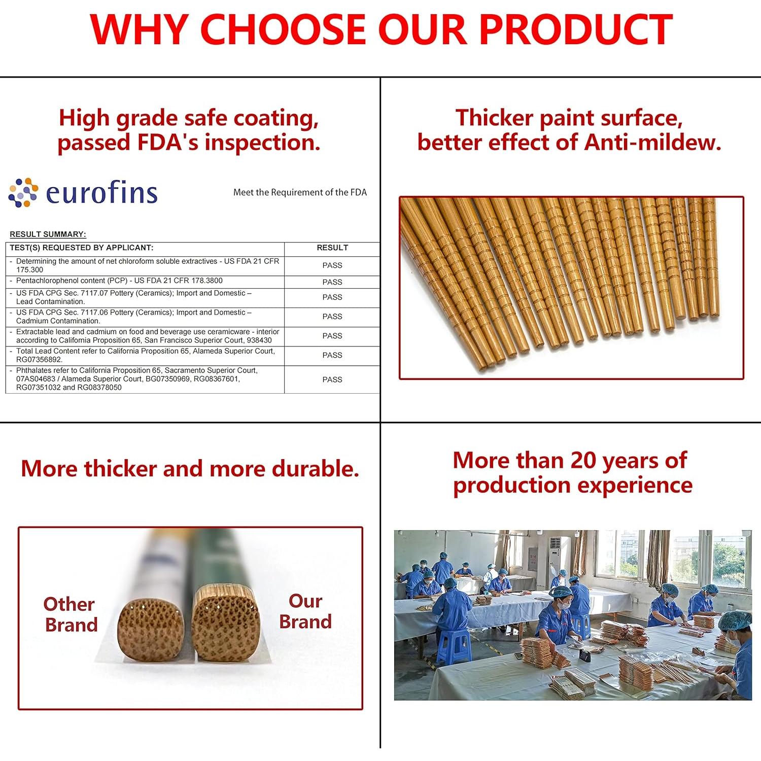 10 Pares de Palillos de Bambú Reutilizables LANHUTHS 22.5 cm