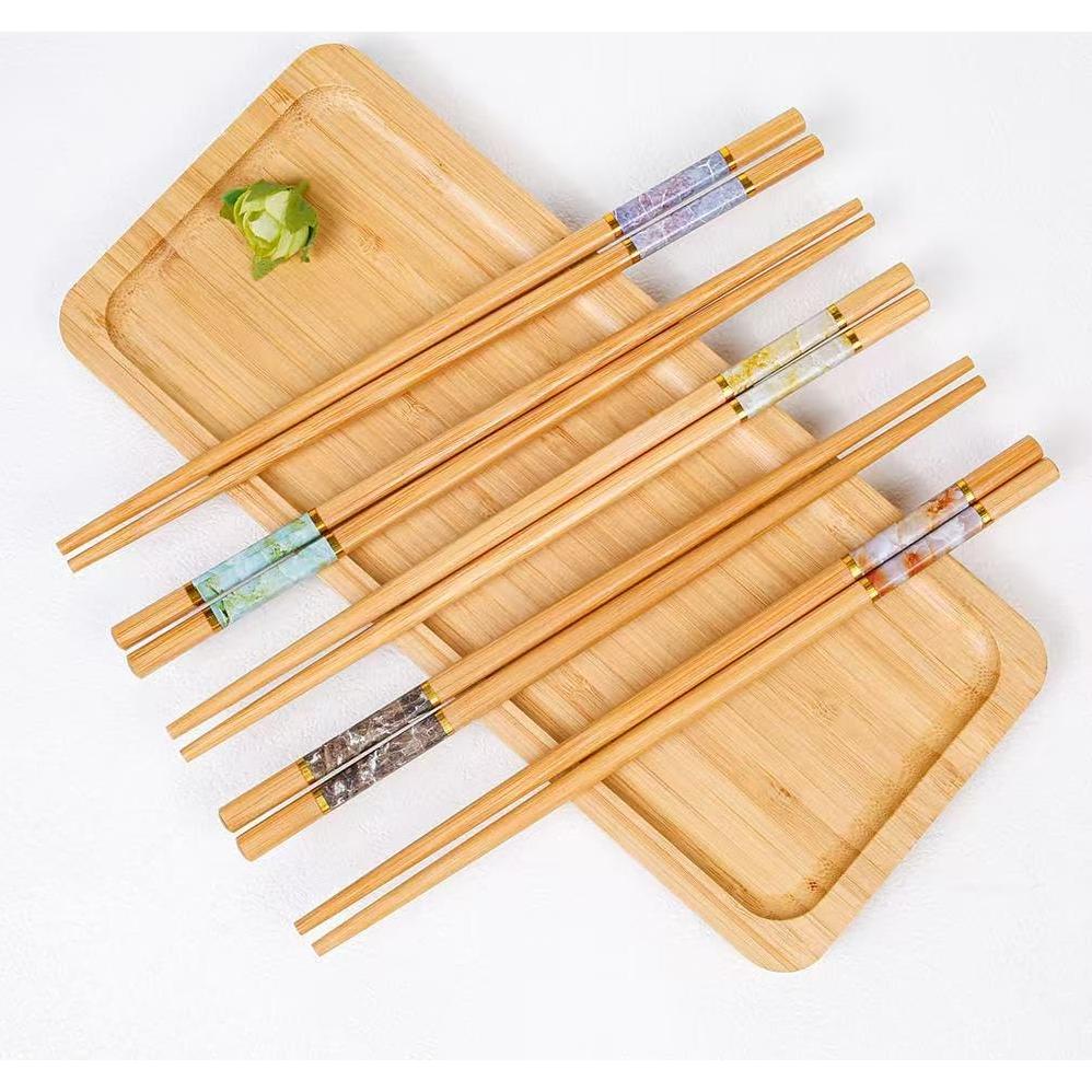 Juego de 10 Pares de Palillos de Bambú Reutilizables 24 cm