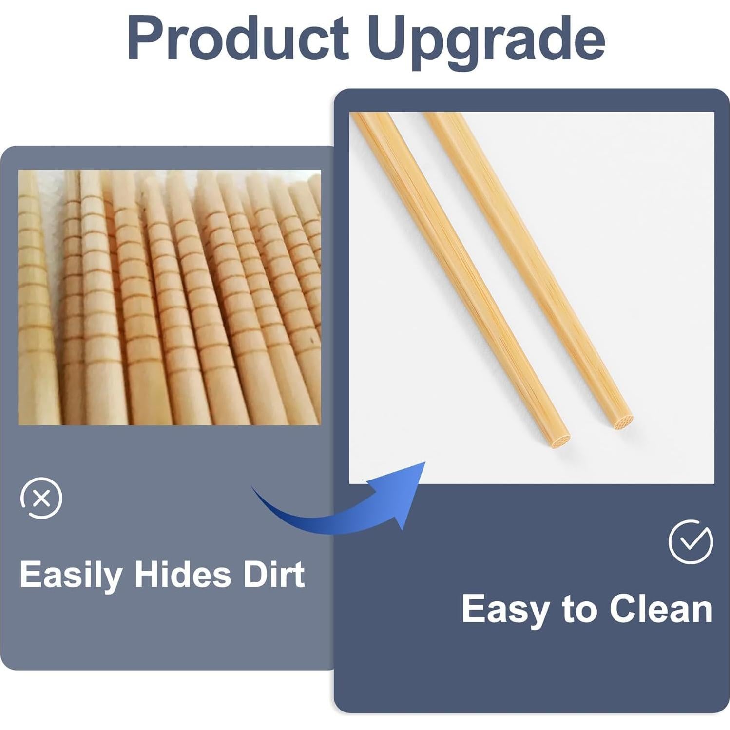 Juego de 10 Pares de Palillos de Bambú Reutilizables 24 cm