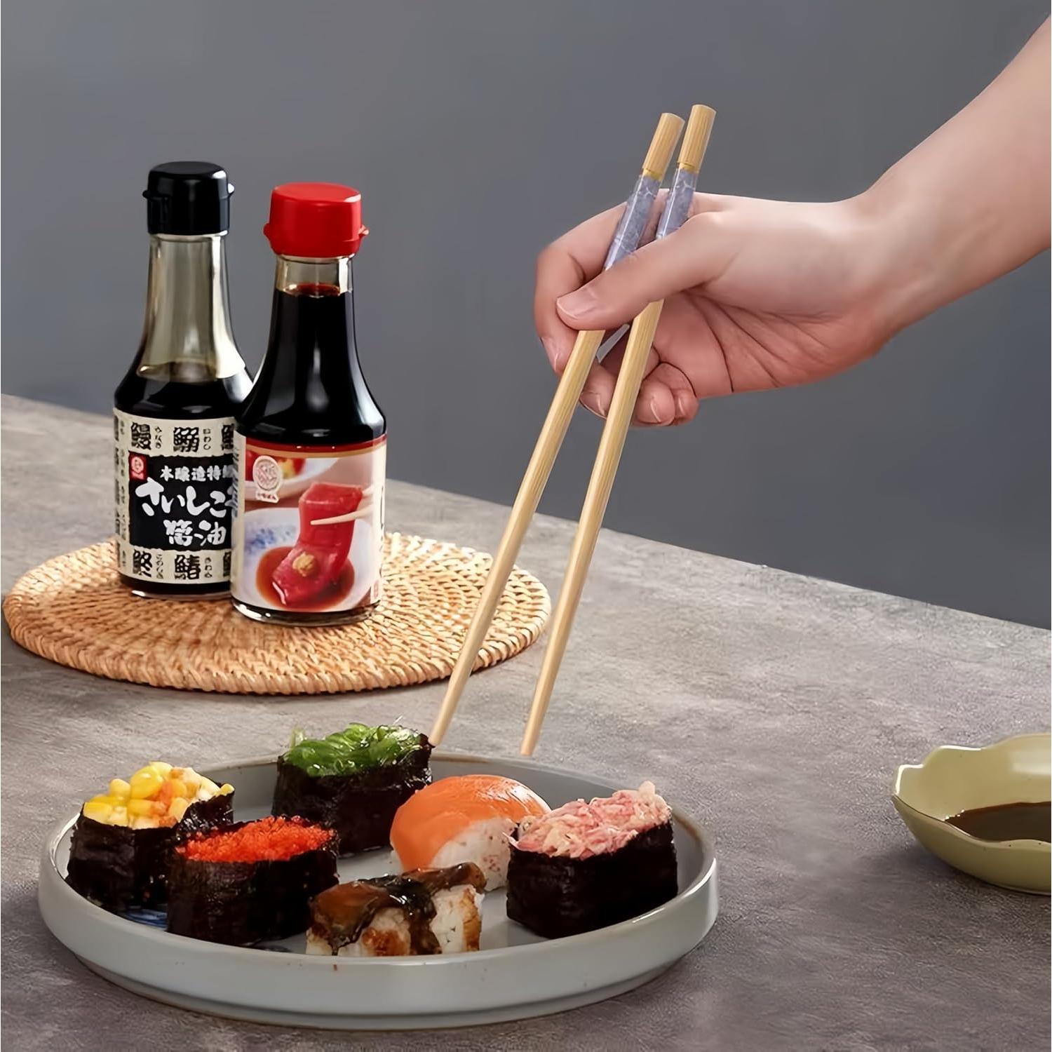 Juego de 10 Pares de Palillos de Bambú Reutilizables 24 cm