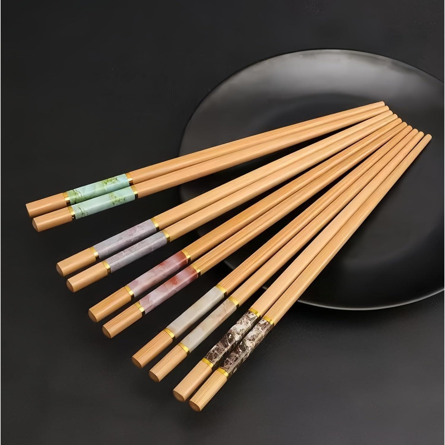 Juego de 10 Pares de Palillos de Bambú Reutilizables 24 cm