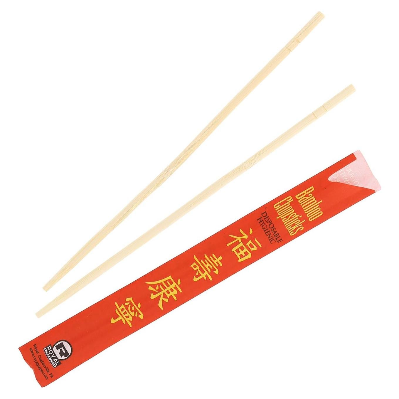 Palillos de Bambú Desechables Royal 23 cm con Funda - Bolsa de 100