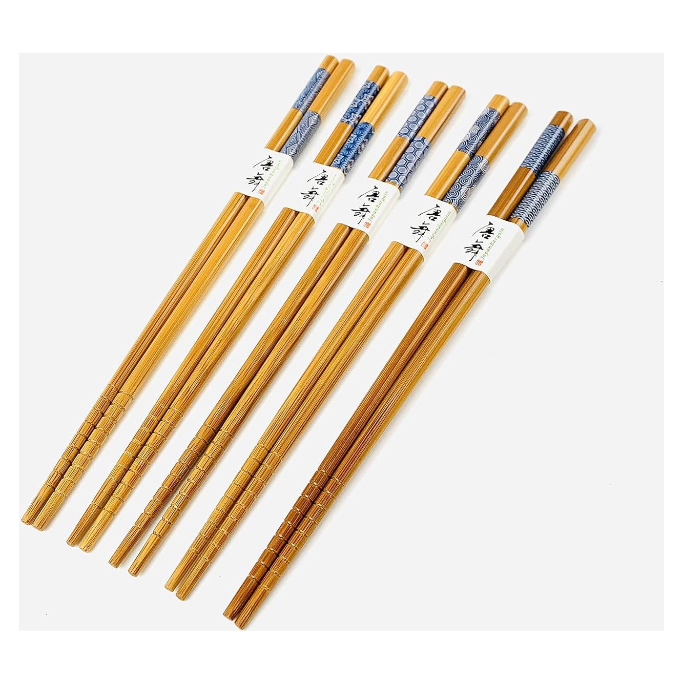 Juego de 5 pares de palillos de bambú JapanBargain 3671 - 23 cm
