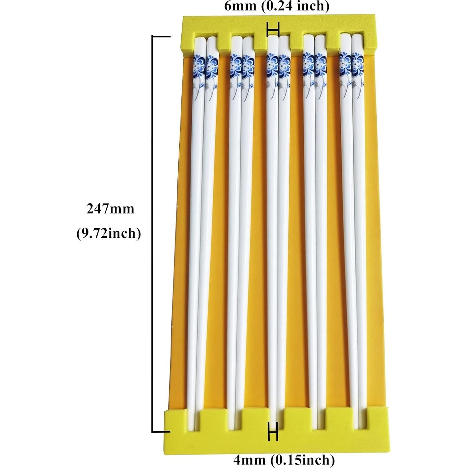 10 Pares de Palillos de Cerámica Decohomeforu 24.68 cm Flor Azul