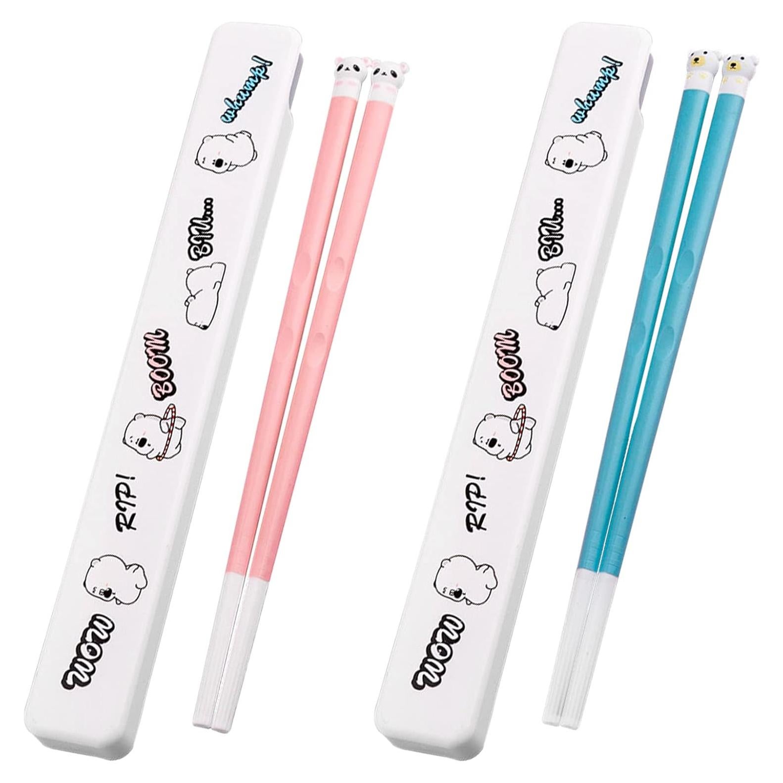 Palillos Portátiles de Silicona Darunfa 19.8 cm 2 Pares Rosa y Azul