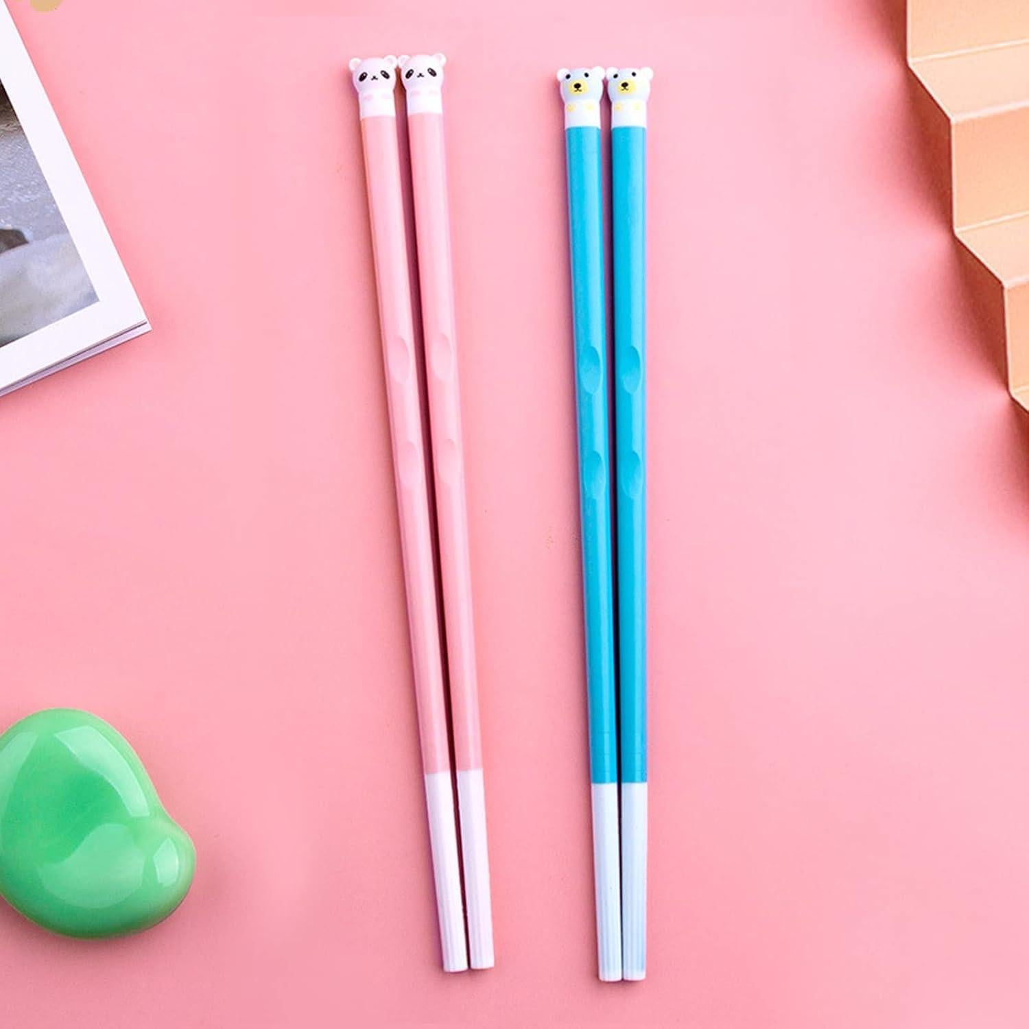 Palillos Portátiles de Silicona Darunfa 19.8 cm 2 Pares Rosa y Azul