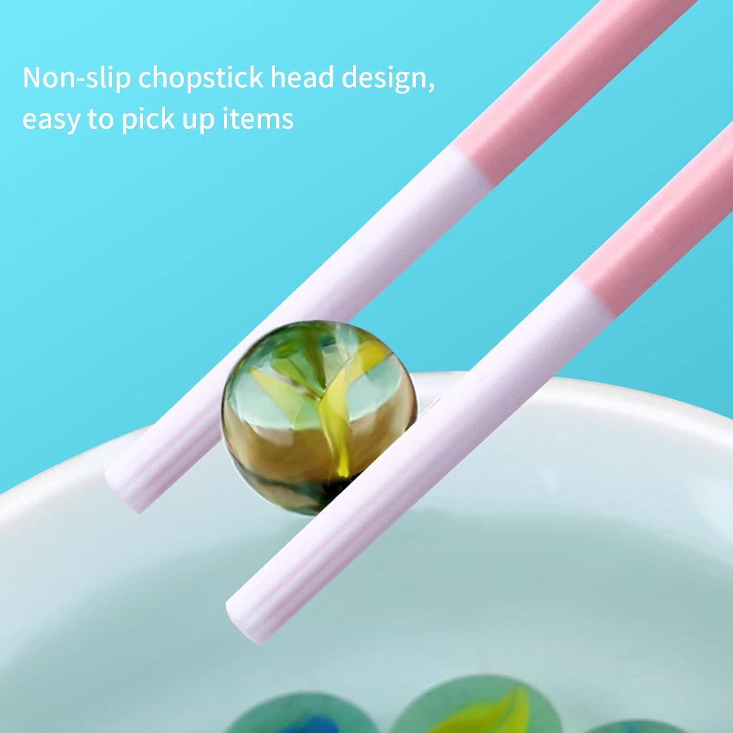 Palillos Portátiles de Silicona Darunfa 19.8 cm 2 Pares Rosa y Azul