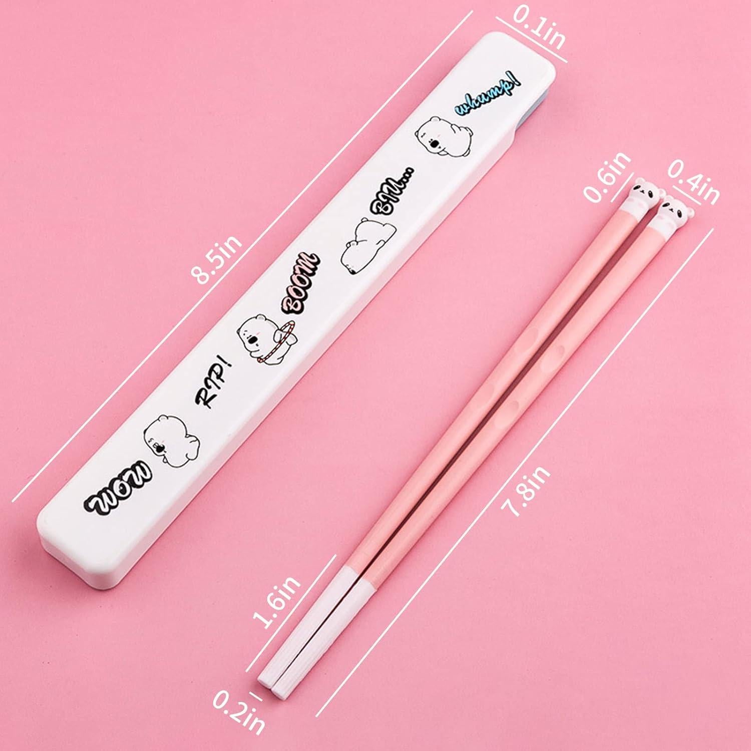 Palillos Portátiles de Silicona Darunfa 19.8 cm 2 Pares Rosa y Azul