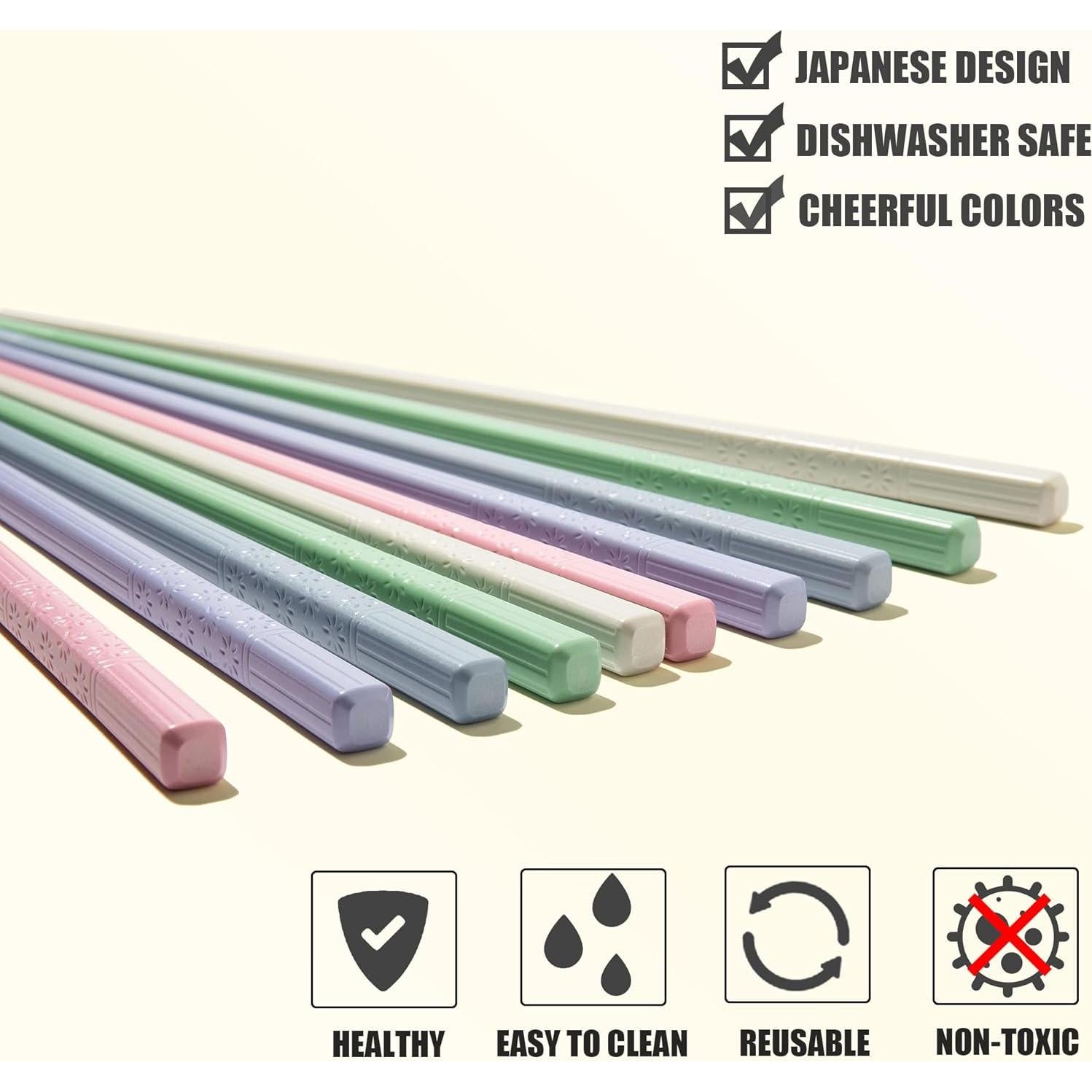 Set de Palillos Reutilizables SUPJOYES 5 Pares Multicolor 24.1cm