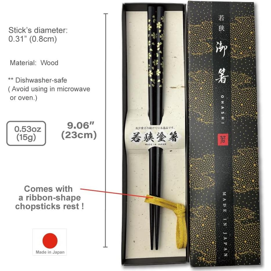 Palillos Japoneses Premium de Madera con Laca Tradicional - Negro