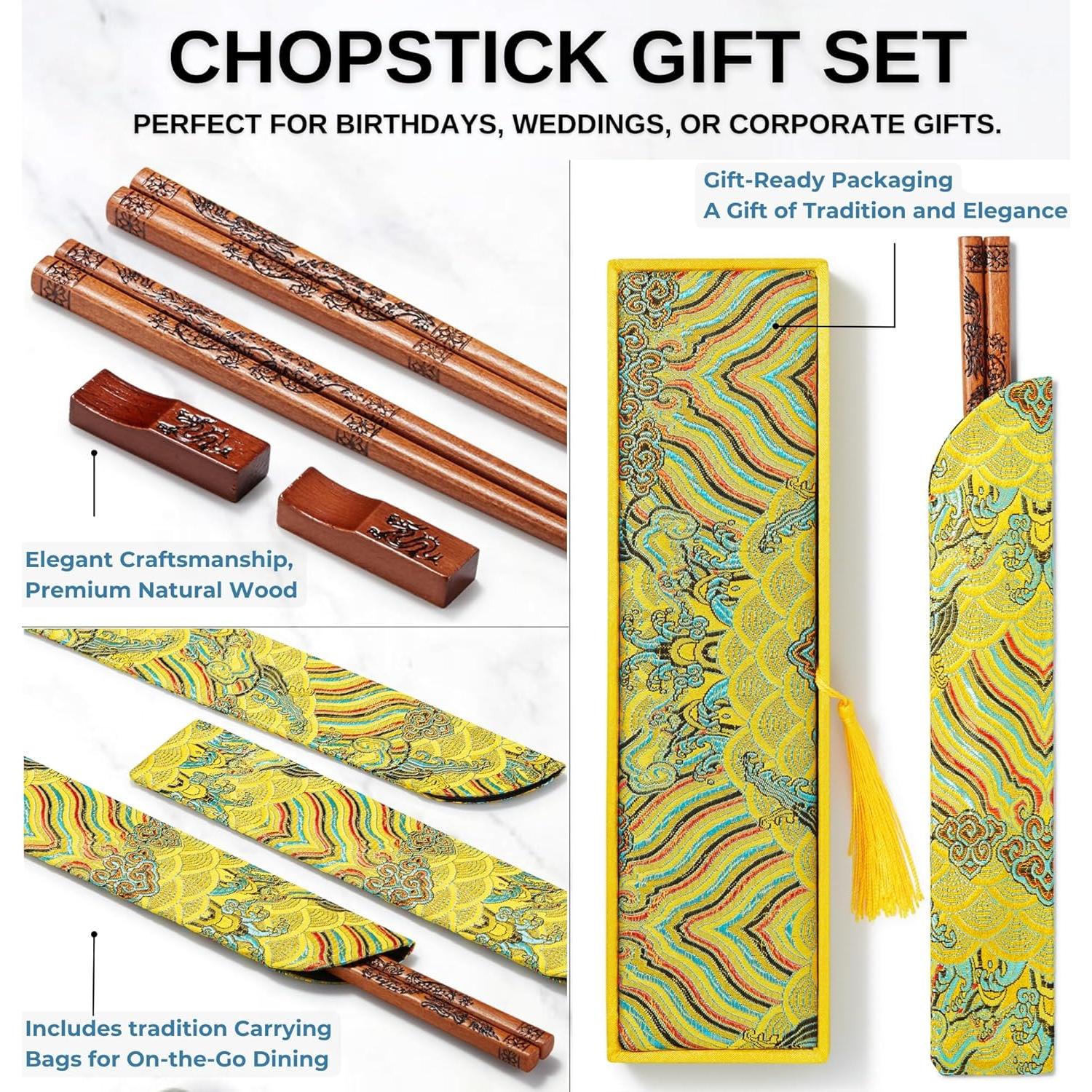 Palillos Reutilizables MUMSUNG Dragón 23.5 cm - Juego de 2 Pares