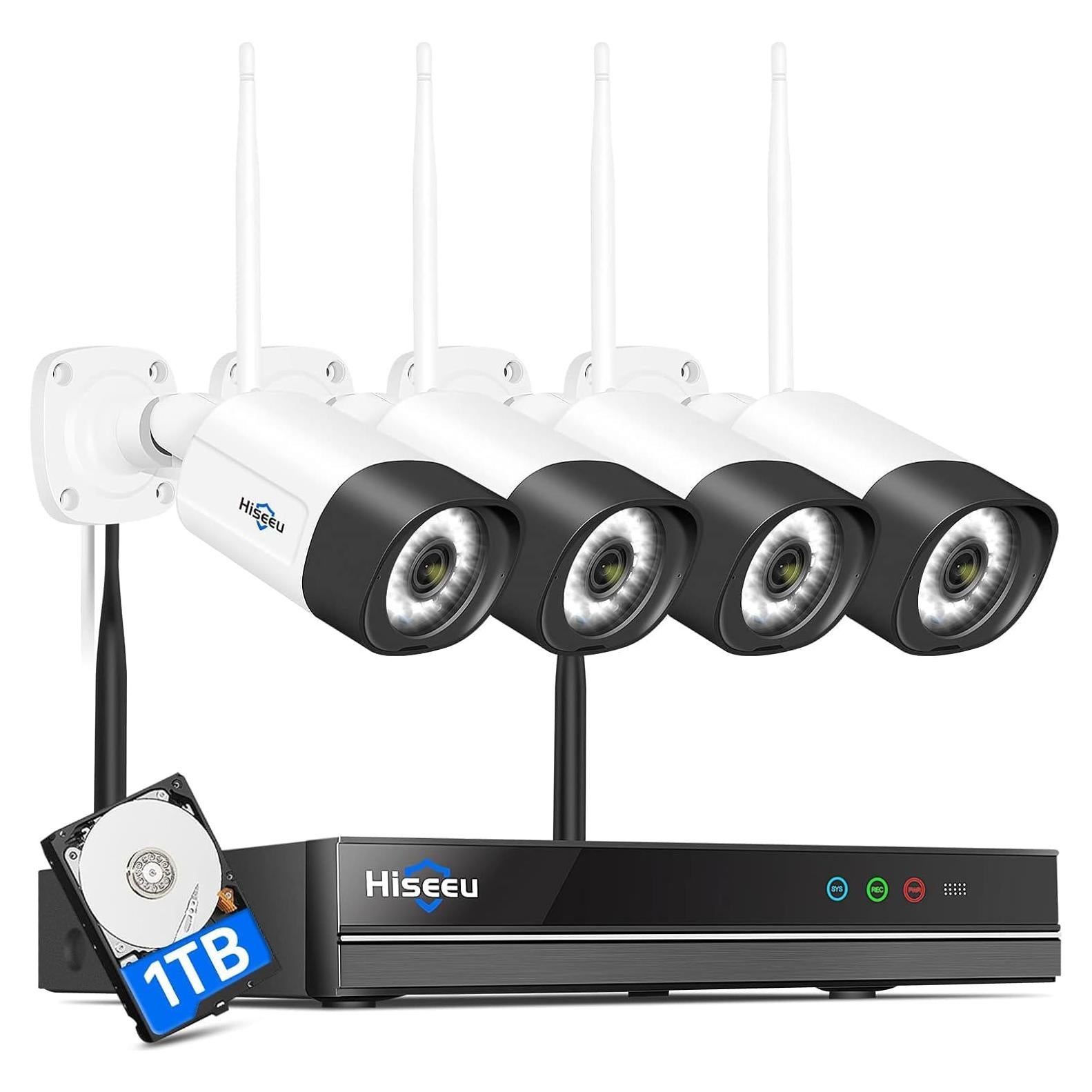 Sistema de Cámara de Seguridad Hiseeu 2.5K 5MP WiFi 4 Piezas