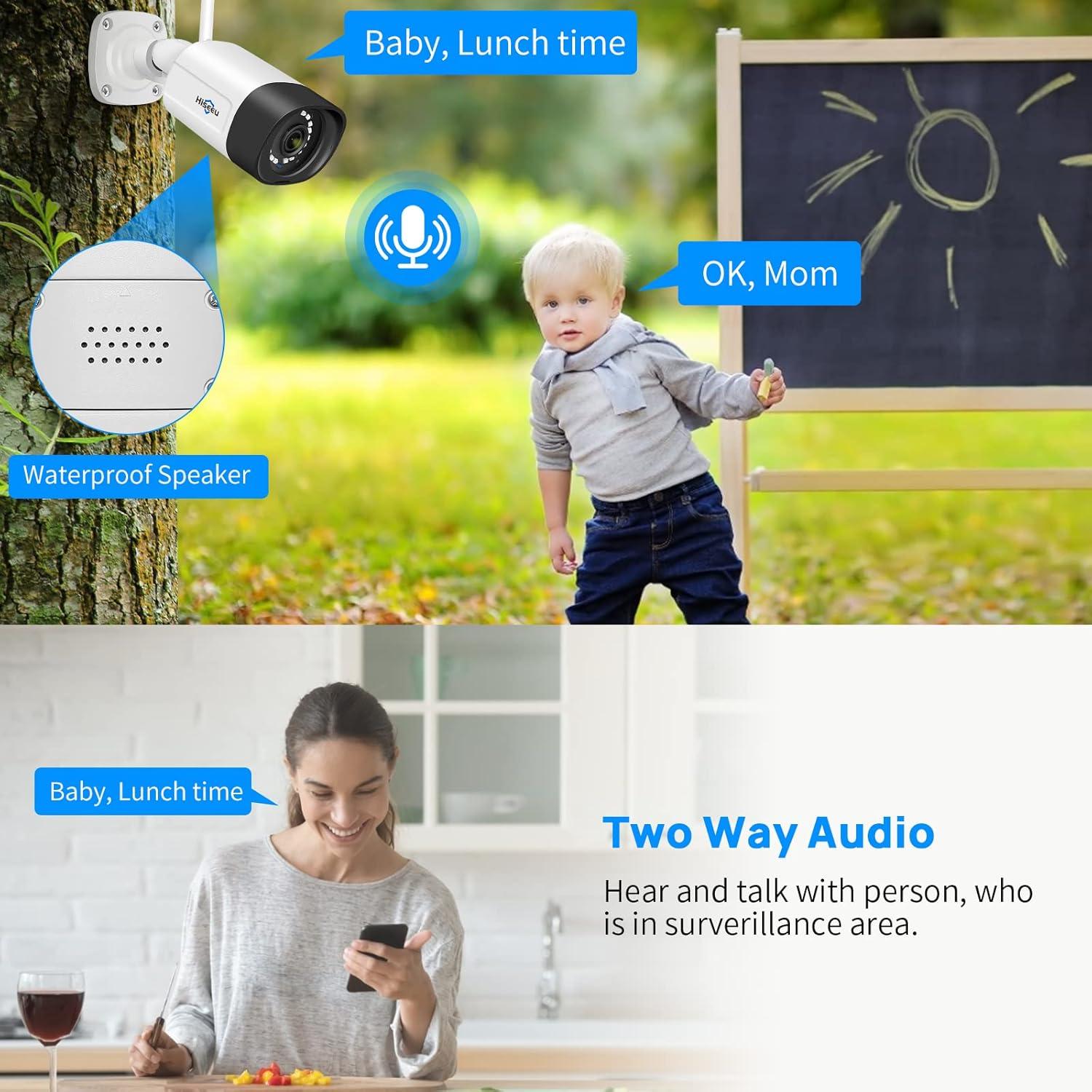 Sistema de Cámara de Seguridad Hiseeu 2.5K 5MP WiFi 4 Piezas