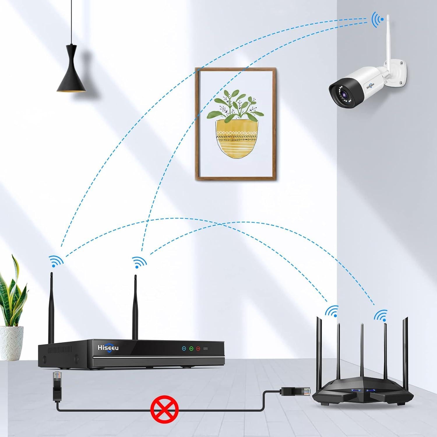 Sistema de Cámara de Seguridad Hiseeu 2.5K 5MP WiFi 4 Piezas